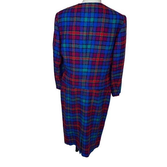 Lady F Vintage Womens Jacket Skirt Suit Size Large Multicolor Retro Plaid - Picture 2 of 9